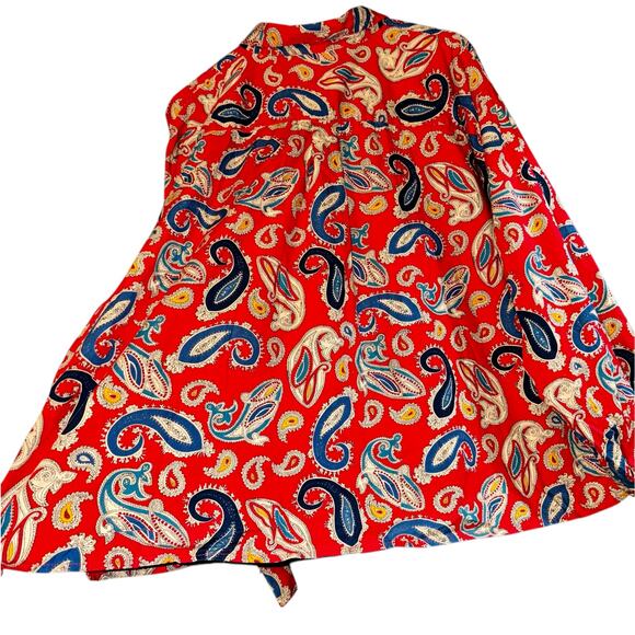 Vintage CST Sport Button Up Red Paisley Shirt Top Women's 30W Boho Retro Quirky - Picture 6 of 6
